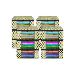 Kuber Industries Cream Coloured & Black 12 Pcs Polka Printed Foldable Drawer Organisers-picture-44
