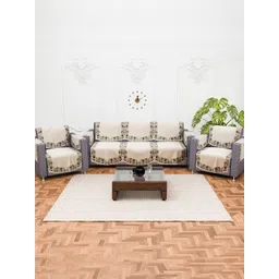 Kuber Industries Cream-Coloured & Black Printed Polyester Sofa Cover With Arms-picture-20