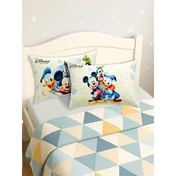 Kuber Industries Cream-Coloured & Blue 2 Pieces Disney Printed Microfiber Sleep Pillows-picture-11