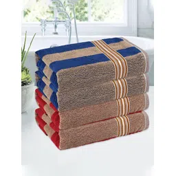 Kuber Industries Cream-Coloured & Blue 4 Pieces Cotton 150 GSM Bath Towel-picture-31