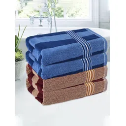 Kuber Industries Cream-Coloured & Blue 4 Pieces Striped Cotton 144 GSM Bath Towel-picture-32