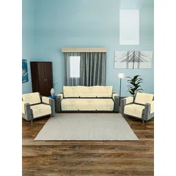 Kuber Industries Cream-Coloured & Blue Printed Cotton Sofa Cover With Arms-picture-37