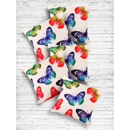 Kuber Industries Cream-Coloured & Blue Set of 5 Abstract Square Cushion Covers-picture-21