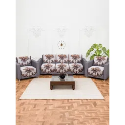 Kuber Industries Cream-Coloured & Brown 10 Pieces 5 Seater Printed Cotton Sofa Cover-picture-10