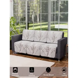 Kuber Industries Cream-Coloured & Brown 10 Pieces Printed 5 Seater Cotton Sofa Cover image 4