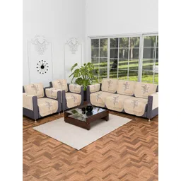 Kuber Industries Cream-Coloured & Brown 16 Pieces Printed Sofa Cover With Arms-picture-25