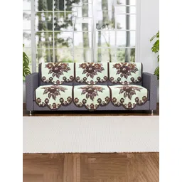 Kuber Industries Cream-Coloured & Brown 6 Pieces Printed 3 Seater Cotton Sofa Covers-picture-32