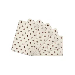 Kuber Industries Cream-Coloured & Brown 6 Pieces Star-Design Rectangle Table Placemats-picture-23