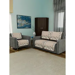Kuber Industries Cream-Coloured & Brown Cotton Sofa Cover-picture-32