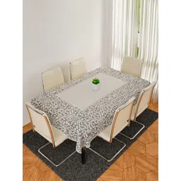 Kuber Industries Cream-Coloured & Brown Leaf Design Rectangular 6-Seater Table Cover-picture-27