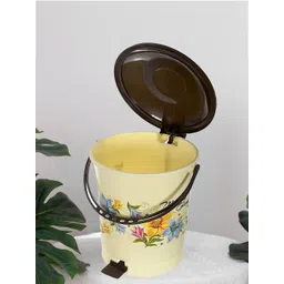 Kuber Industries Cream-Coloured & Brown Printed Pedal Dustbins - 10 L-picture-14