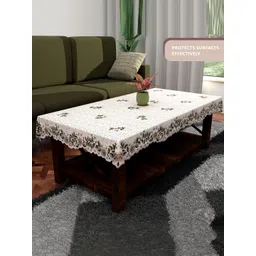 Kuber Industries Cream-Coloured & Green Floral Printed Cotton 4-Seater Table Cover-picture-28