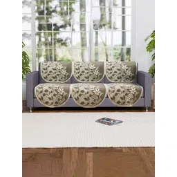 Kuber Industries Cream-Coloured & Grey 6 Pieces Floral Printed 3 Seater Cotton Sofa Covers-picture-37