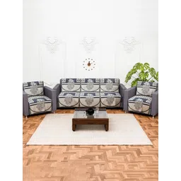 Kuber Industries Cream-Coloured & Grey Printed Velvet Sofa Cover-picture-13