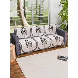 Kuber Industries Cream-Coloured & Grey Set Of 2 Floral Printed 3 Seater Velvet Sofa Covers-picture-18