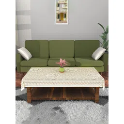 Kuber Industries Cream-Coloured & White Floral Printed Cotton 4-Seater Table Cover-picture-11