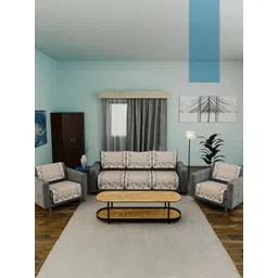 Kuber Industries Cream-Coloured & White Printed Cotton Sofa Cover-picture-36