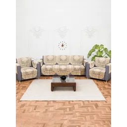 Kuber Industries Cream-Coloured & White Printed Cotton Sofa Cover With Arms-picture-36