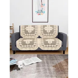 Kuber Industries Cream-Coloured Cotton 4 Piece Sofa Cover-picture-11