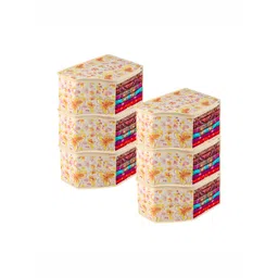 Kuber Industries Cream-Coloured Floral Printed 6 Pieces Reusable Multi-Utility Organisers-image-22