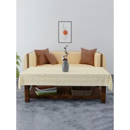 Kuber Industries Cream-Coloured Floral Printed Cotton 4-Seater Table Cover image 1