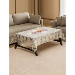 Kuber Industries Cream-Coloured Floral Printed Cotton Anti-Skid 4-Seater Table Cover-picture-12