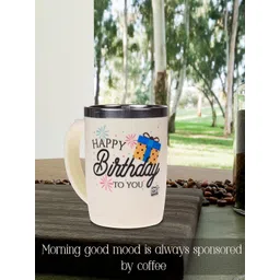 Kuber Industries Cream-Coloured Printed Stainless Steel Matte Mug 400 ml Each-picture-36