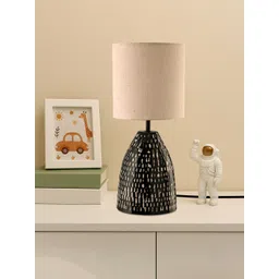 Kuber Industries Cream-Coloured Printed Terracotta Cylindrical Shaped Table Lamp-picture-12