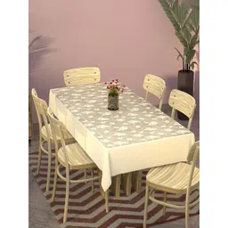Kuber Industries Cream Floral Printed Cotton 6-Seater Table Cover-picture-44