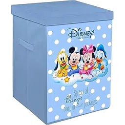 Kuber Industries Disney Kids Team Mickey Print Non Woven Fabric Foldable Laundry Basket|Toy Storage Basket|Cloth Storage Basket With Lid & Handles (Royal Blue)-picture-23