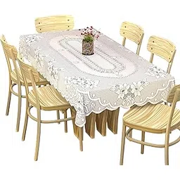 Kuber Industries Floral Cotton Rectangular 6 Seater Dining Table Cover (White)-picture-13