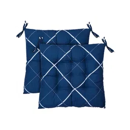 Kuber Industries Geomatric Printed Microfiber Square Chair Pad Seat Cushion For Rocking chair, Office chair, Dinning chair, IndoorOutdoor With Ties, 18*18 Inch- Pack of 2 Blue-picture-10