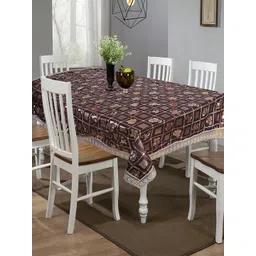 Kuber Industries Gold & Brown Geometric Pattern PVC Oil & Spill-Proof 6-Seater Table Cover-picture-12