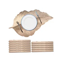 Kuber Industries Gold-Toned 12 Pieces Emboss Leaf Leather Anti-Slip Table Placemats-picture-41