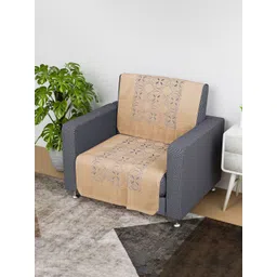 Kuber Industries Gold-Toned 2 Pieces Self Design Cotton 1 Seater Sofa Covers-picture-28