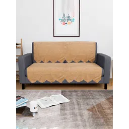 Kuber Industries Gold Toned 4 Pieces Floral Self Design 2 Seater Cotton Sofa Cover-image-28