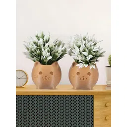 Kuber Industries Gold Toned & Green 2 Pieces Artificial Plants With Pot-picture-13