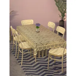 Kuber Industries Gold-Toned Self Design Cotton 6-Seater Table Cover-image-47
