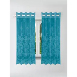 Kuber Industries Green 2 Pieces Floral Room Darkening Cotton Window Curtains-picture-34