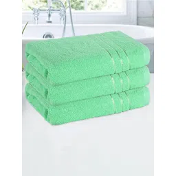 Kuber Industries Green 3 Pieces Striped Cotton 150 GSM Bath Towel image 1