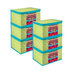 Kuber Industries Green & Blue 6 Pieces Printed Saree Organisers-picture-20