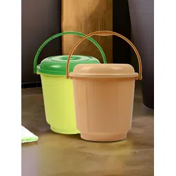 Kuber Industries Green & Brown 2 Pieces Bucket With Lid & Handle 18 L Each-picture-27