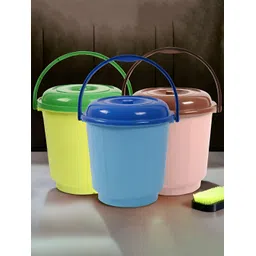 Kuber Industries Green & Brown 3 Pieces Buckets With Lids 18 L Each-picture-28