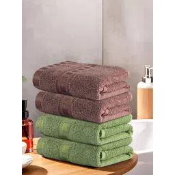 Kuber Industries Green & Brown 4 Pieces Anti Bacterial 225 GSM Cotton Face Towels-picture-16