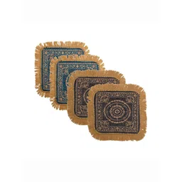 Kuber Industries Green & Brown 4 Pieces Floral Printed Prayer Mats-picture-31