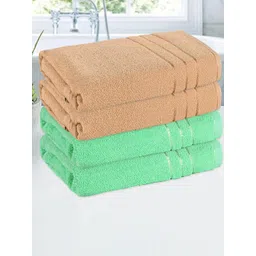 Kuber Industries Green & Brown 4 Pieces Striped Cotton 144 GSM Bath Towels-picture-14