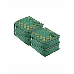 Kuber Industries Green & Gold Toned 4 Pieces Printed Wardrobe Jewellery Organisers-picture-15