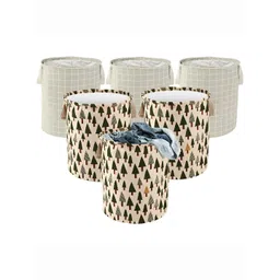 Kuber Industries Green & Grey 6 Pieces Printed Cotton Laundry Bags 60 L Each-picture-36