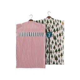 Kuber Industries Green & Maroon 2 Pieces Printed Cotton Hanging Clothes Organisers-picture-40