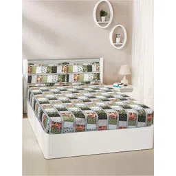 Kuber Industries Green & Off White Geometric 144 TC Cotton King Bedsheet & 2 Pillow Covers-picture-44